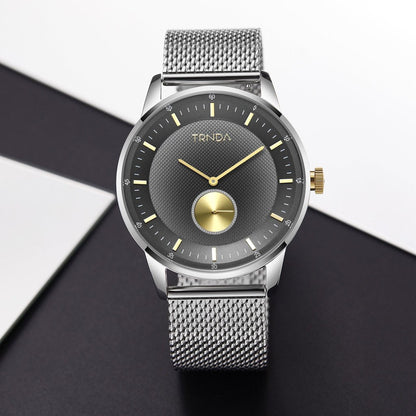 TRNDA Men's Stainless Steel Watch, Silver Mesh Band | TRNDA-43MM