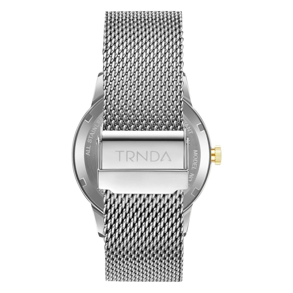 TRNDA Men's Stainless Steel Watch, Silver Mesh Band | TRNDA-43MM