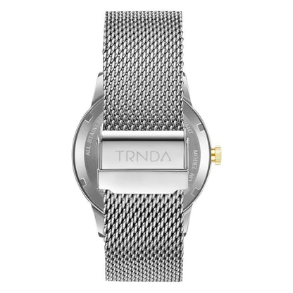 TRNDA Men's Stainless Steel Watch, Silver Mesh Band | TRNDA-43MM