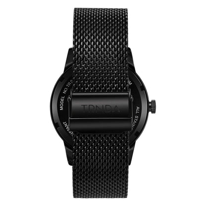 TRNDA Men's Black Stainless Steel Watch, Seaweed Green Dial | TRN-43MM