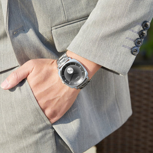 TRNDA Men's Stainless Steel Watch, Gradient Dark Grey Dial | TRNDA-SQ45