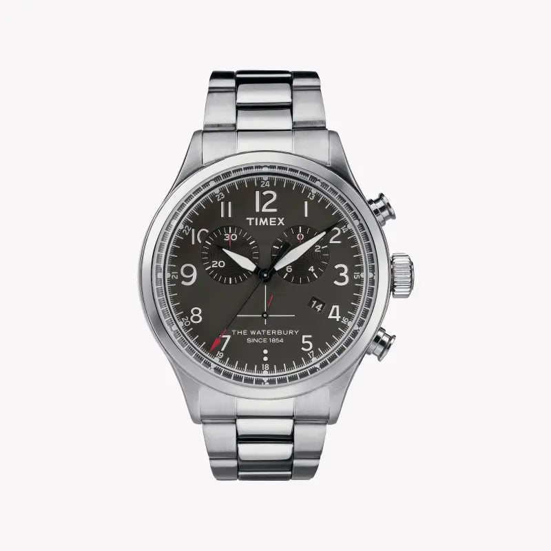 Timex Men's Silver Stainless Steel Watch, Black Dial | TW2R38400