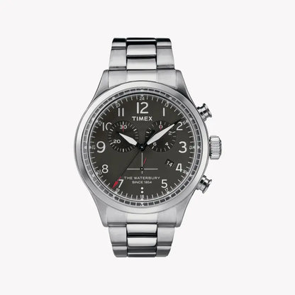 Timex Men's Silver Stainless Steel Watch, Black Dial | TW2R38400