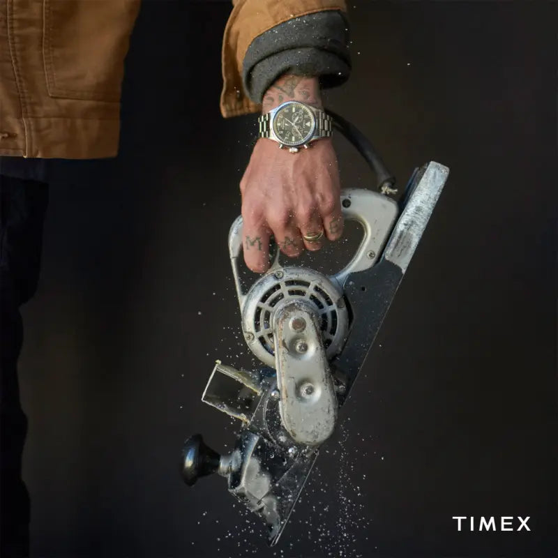 Timex Men's Silver Stainless Steel Watch, Black Dial | TW2R38400