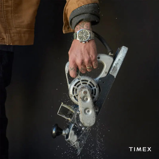 Timex Men's Silver Stainless Steel Watch, Black Dial | TW2R38400