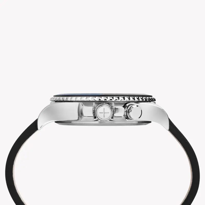 Timex Men's Black Leather Watch, Black Dial | TW2R43600
