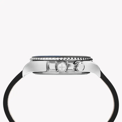 Timex Men's Black Leather Watch, Black Dial | TW2R43600