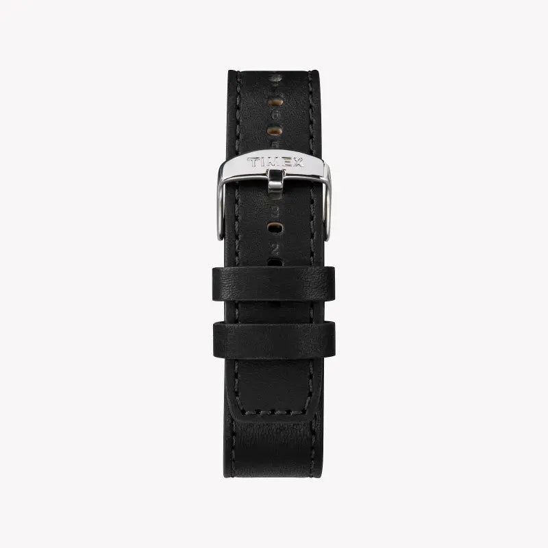 Timex Men's Black Leather Watch, Black Dial | TW2R43600