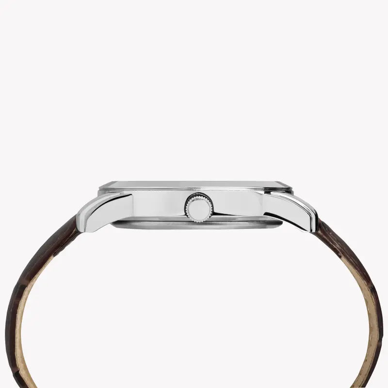 Timex Men's Brown Leather Watch, Green Dial | TW2R86900