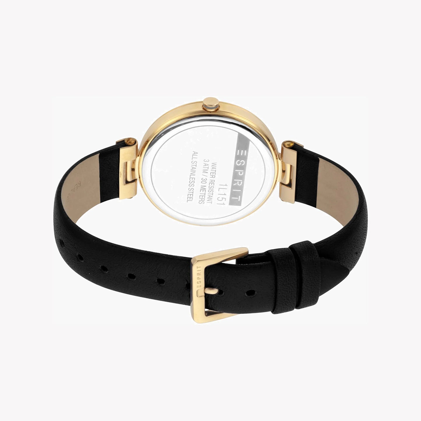 Esprit Women's Black Leather Watch, Black Dial | ES1L147M0065
