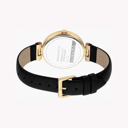 Esprit Women's Black Leather Watch, Black Dial | ES1L147M0065